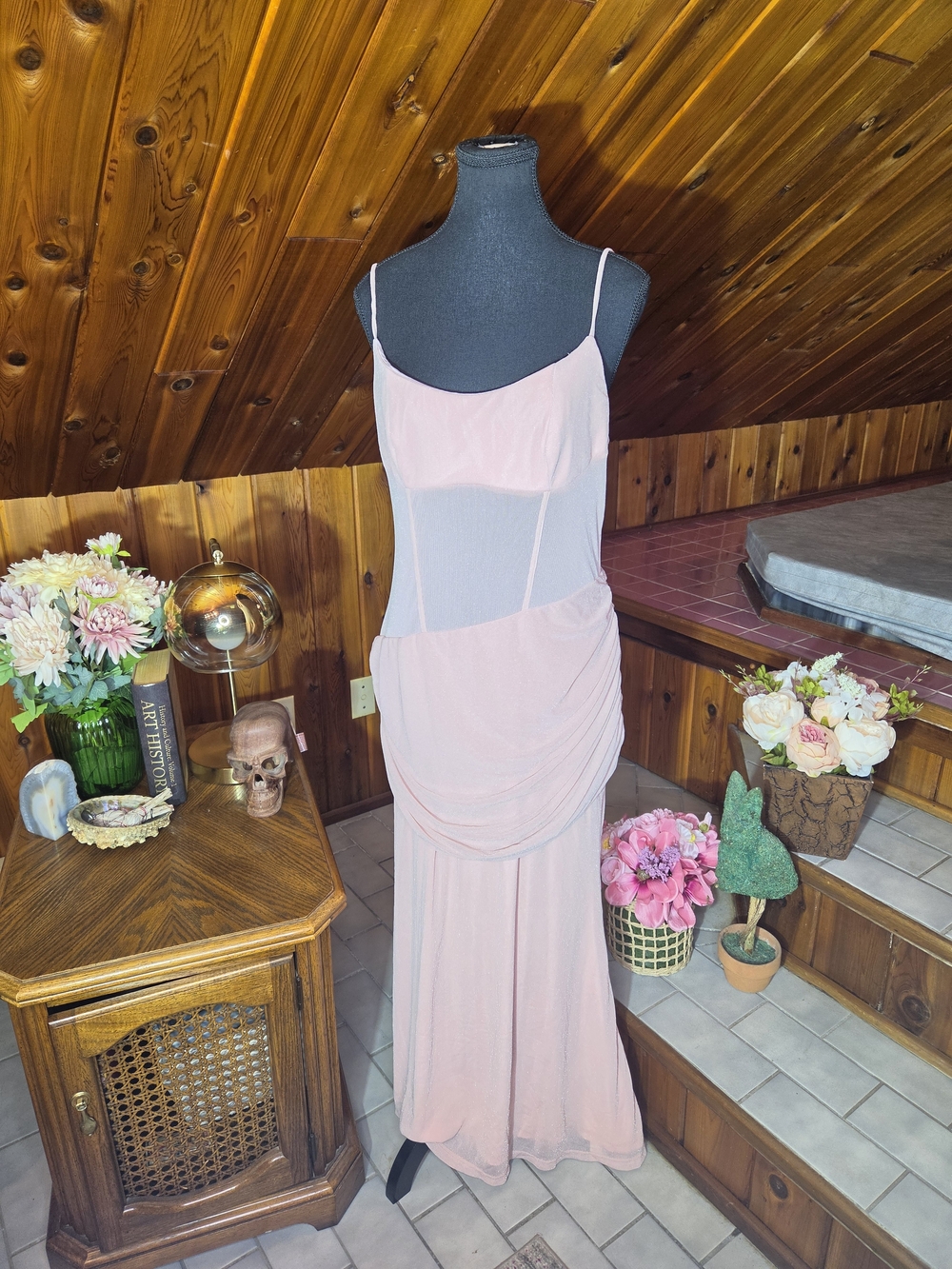 NWT Cider Pale Pink Spaghetti Strap Maxi Dress